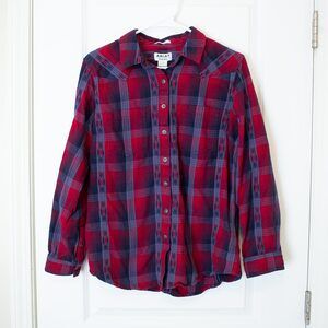 Ariat Relaxed L WMS Real Billie Jean Flannel Western Plaid Shirt Navy Cowgirl